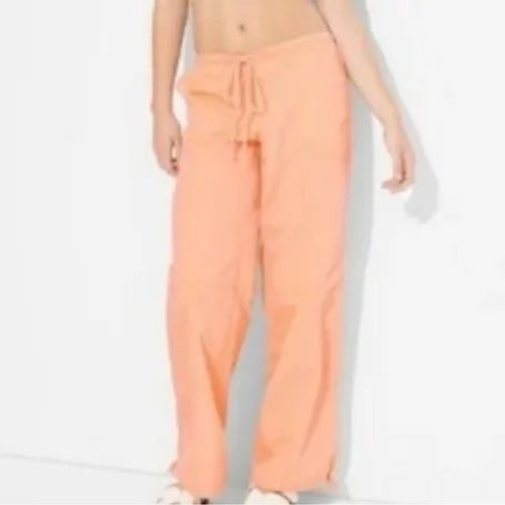 Wild Fable Womens Peach Orange Parachute Pants Recycled Nylon Wide Leg Small NWT